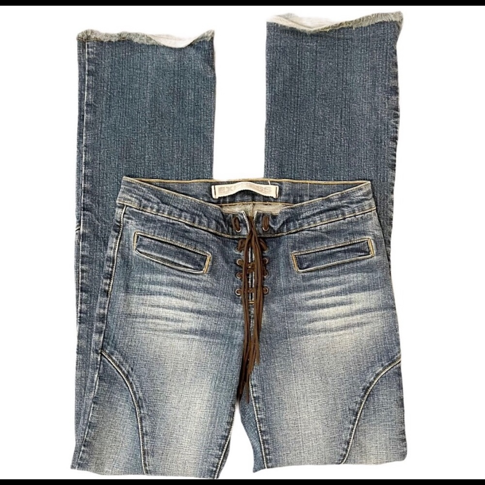 Vintage Y2K 2000’s lace up flare leg Denim Express jeans